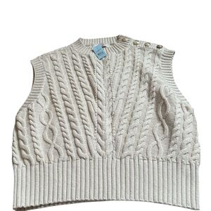 LOFT Cream Cable Knit Sweater Vest